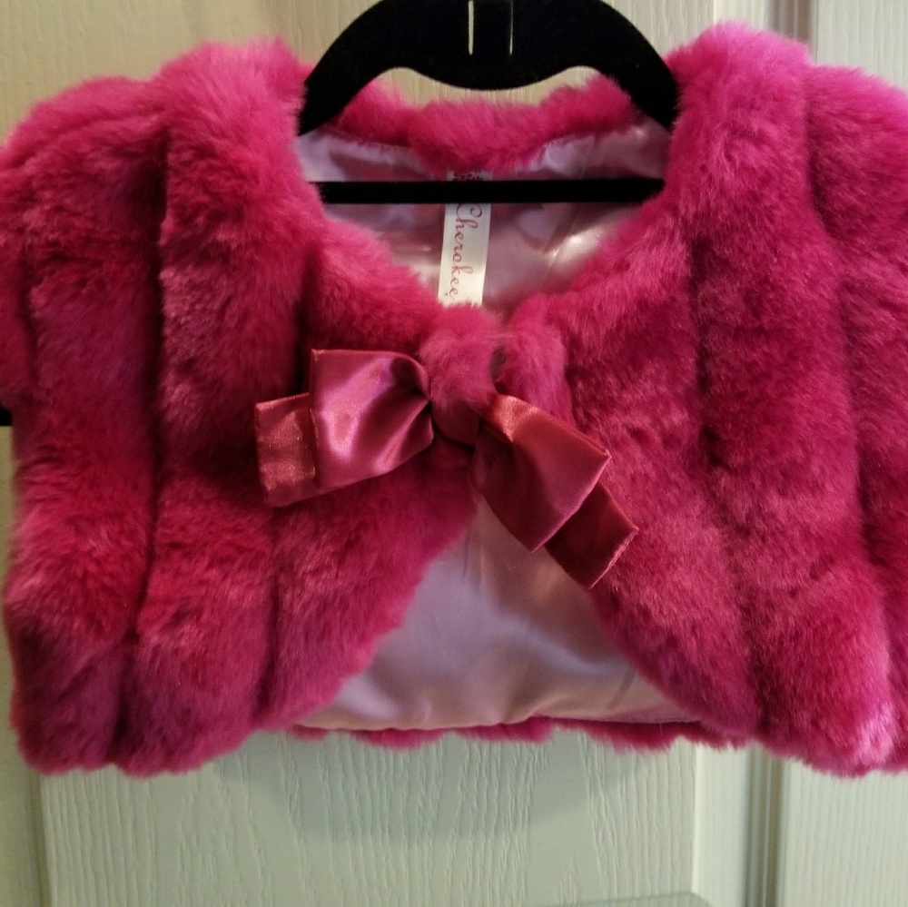 Hot Pink crop fur vest